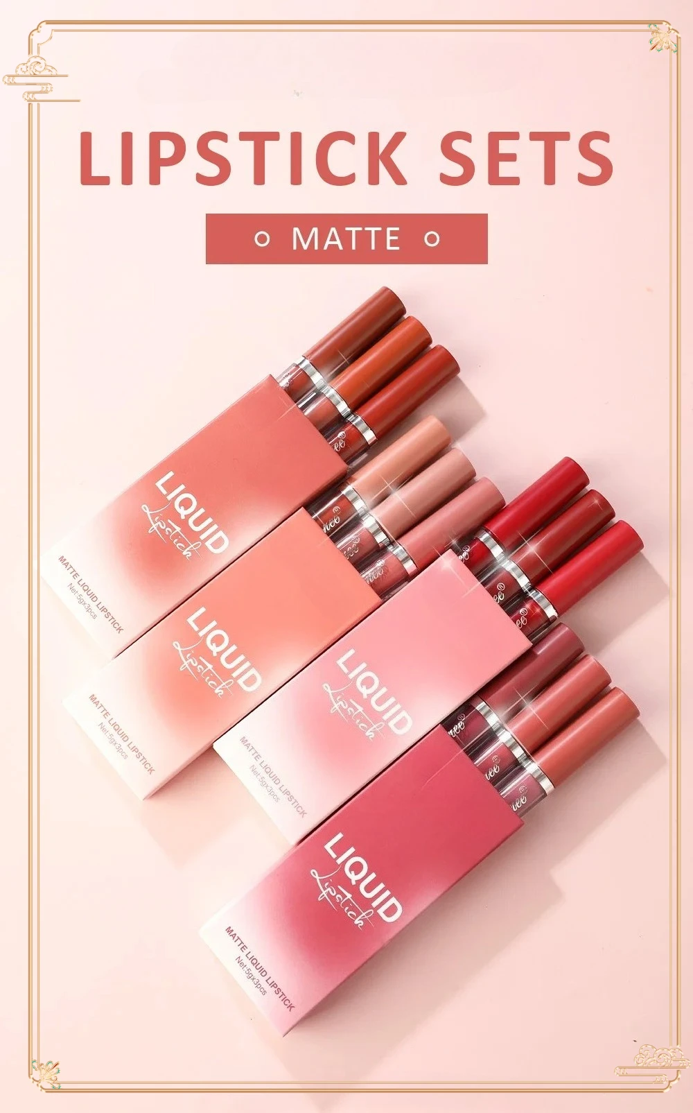 @//3 PCS Liquid Lipsticks Set Long Lasting Make Up For Women Korean Beauty Cosmetics Matte Lipsticks Waterproof Long lasting