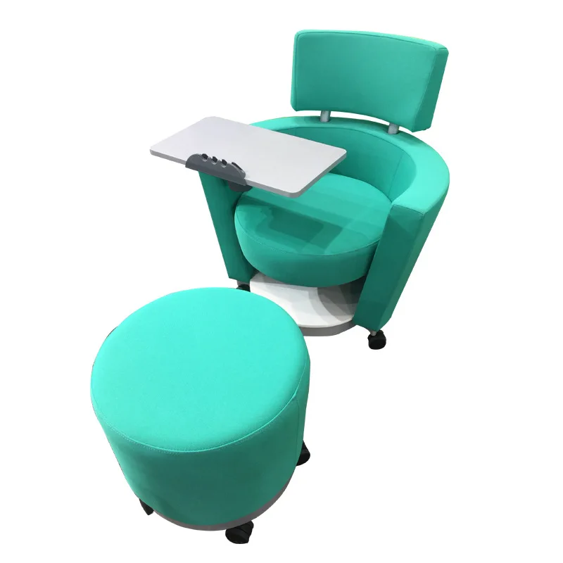 Training chair with large tablet, cup holder, pen slot, fabric, casual