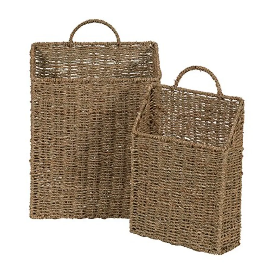 

2Piece Seagrass Wall Basket Set for Modern Home Decor Rustic Boho Style Hanging Baskets Perfect for Living Room Bedroom or Entr