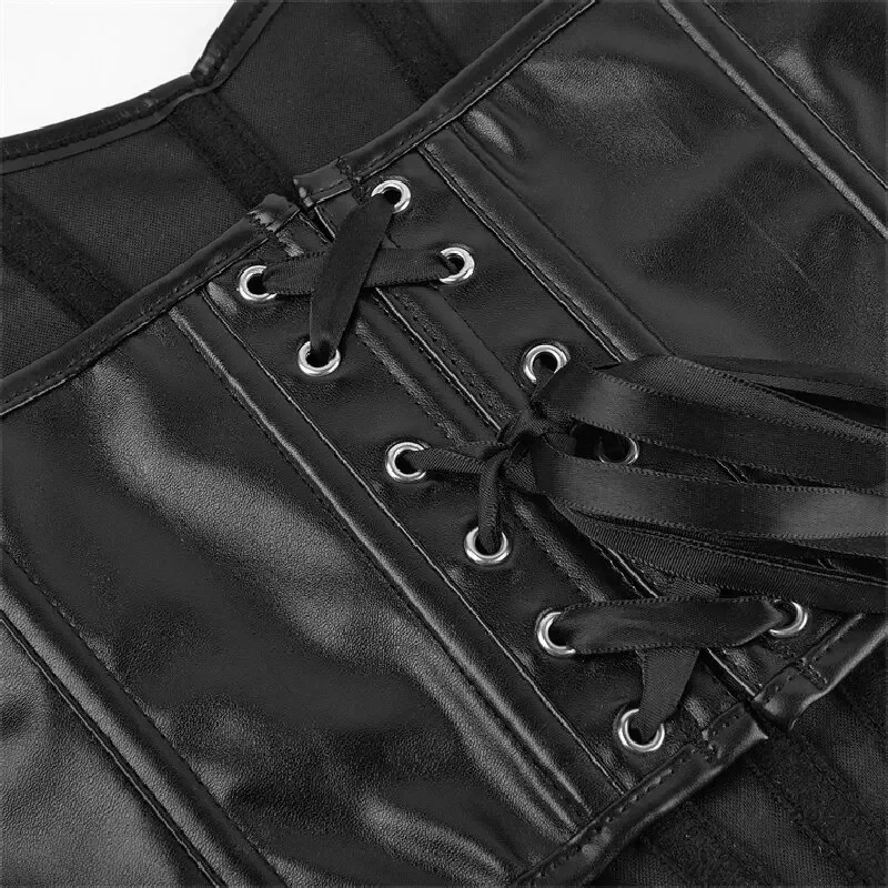 Fashion Women Faux Leather Overbust Corset Tank Crop Top Strapless Off Shoulder Female Underwear Backless Bustier Tops