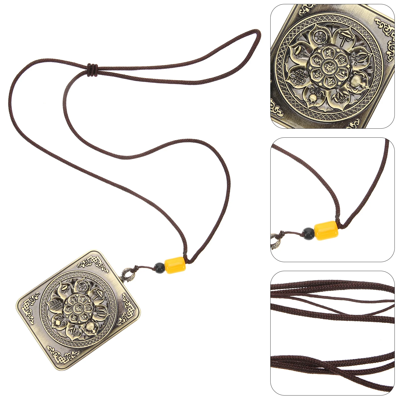 

Retro Tangkar Pendant Necklace Vintage Metal Locket Charm For Women Men Buddhist Decor Jewelry Car Keychain Gift