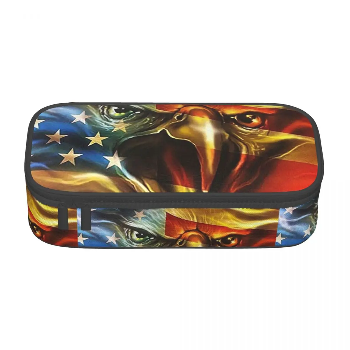 Customized American Flag Eagle Kawaii Pencil Cases Boys Gilrs Large Capacity Patriotic Pencil Box Student School