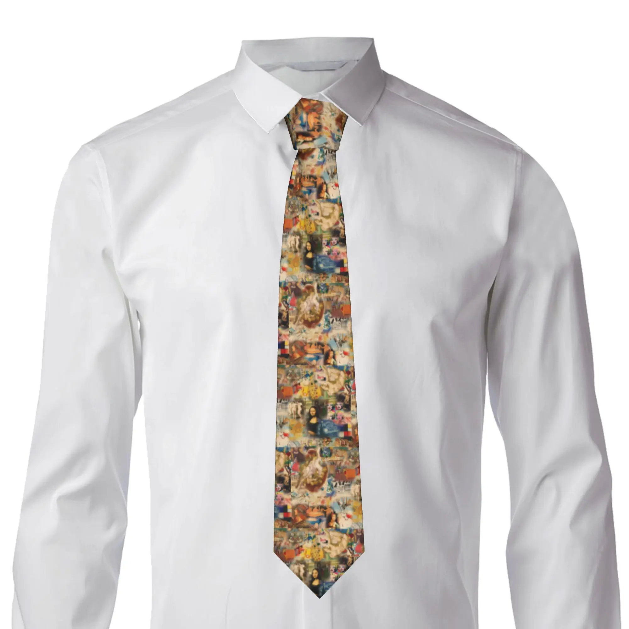 Van Gogh History of Art Ties for Men Formal Da Vinci Mona Lisa Picasso Painting Silk Office Neckties