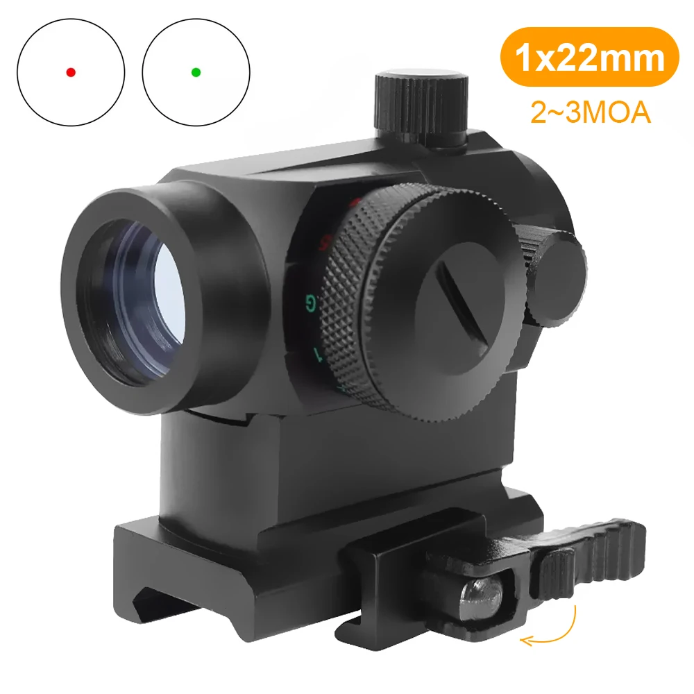 1x22mm Red Dot Sight 3 MOA Red Dot Scope Optical Sight Reflex Sight with QD Riser Mount Rifle Scope Hunting Airsofts Accessories