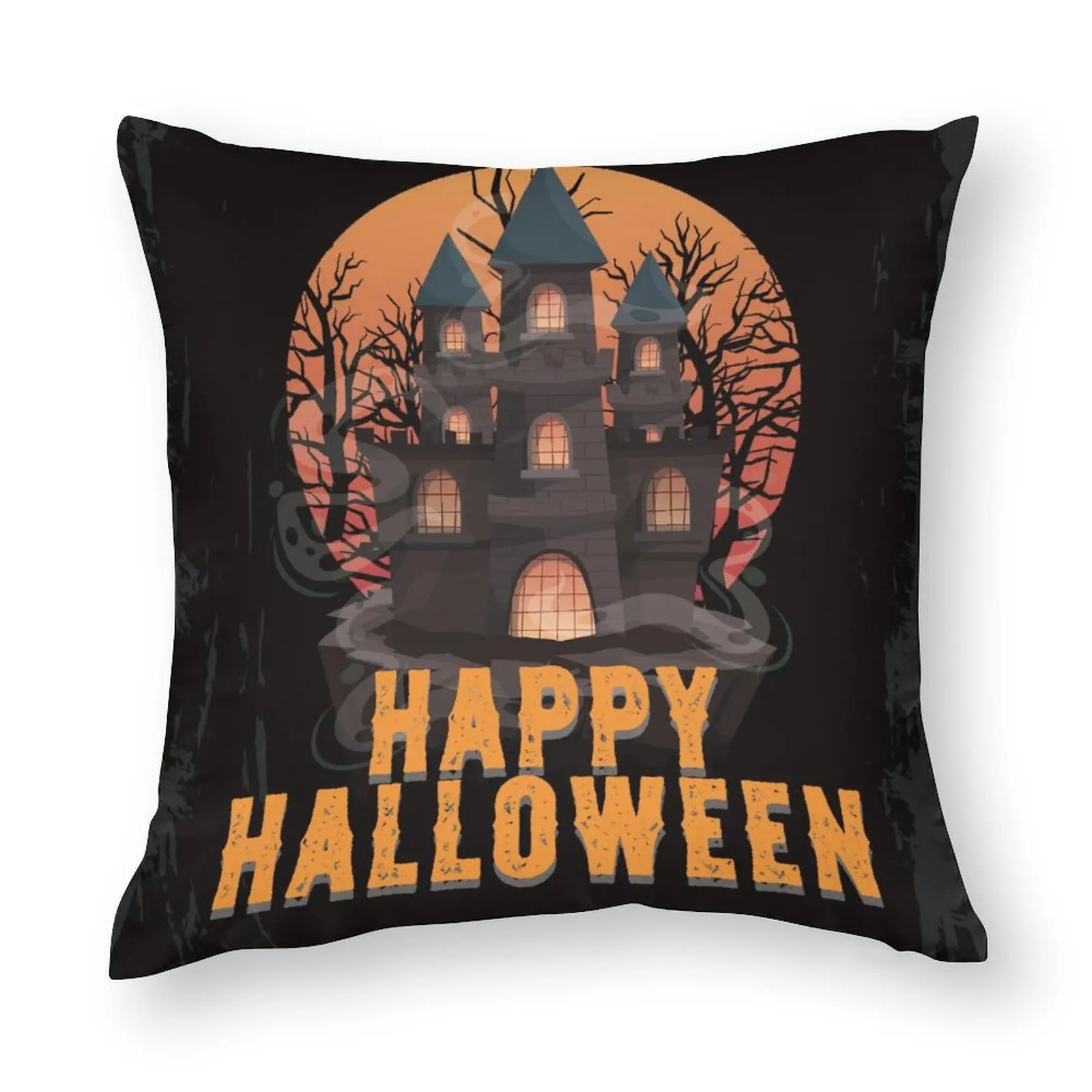 Halloween Pillow Covers 18x18 inch Halloween Throw Pillows Covers Castle Happy Halloween Pillow Decoration Gift Sofa Bed Decor