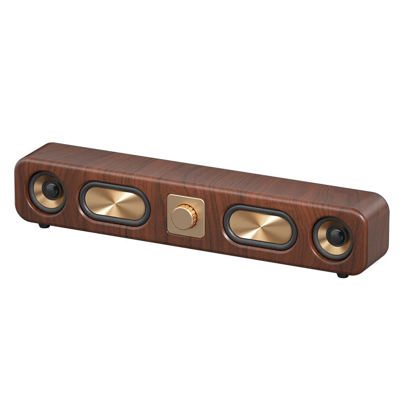 For Retro Wireless Bluetooth Speaker Big Speaker Accent Low Wood Strip Card Desktop Audio Radio