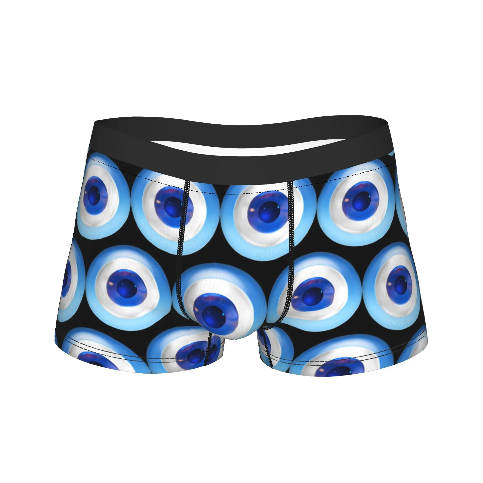 Mati Evil Eye Light Blue Glass Underwear  Men Boxer Brief Sexy Soft Boxer Shorts Trenky Custom Large Size Underpants