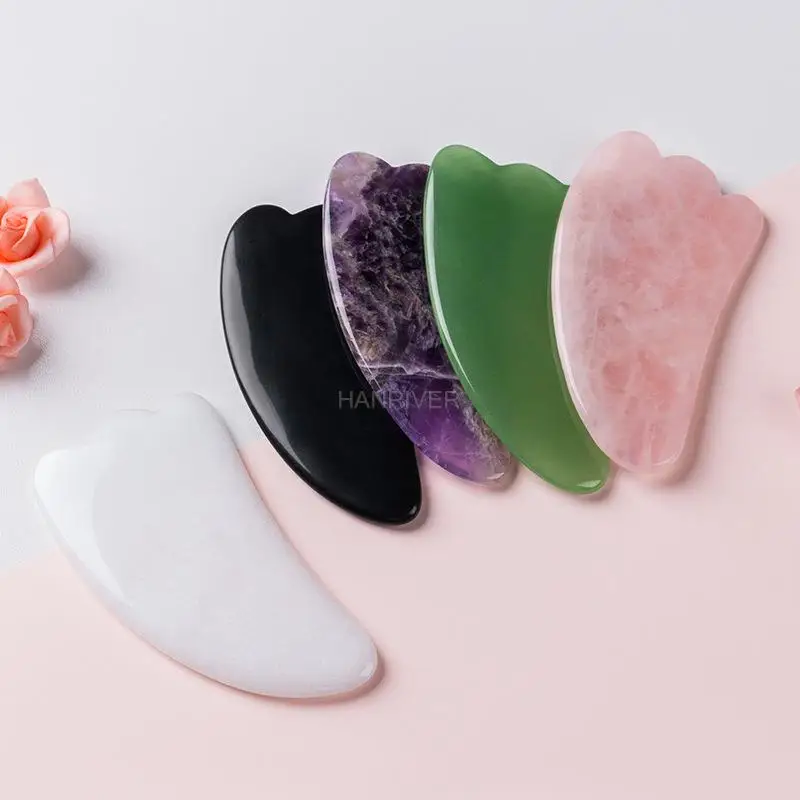 Multicolor Natural Jade Facial Beauty Scraping Massage Tools Firm Skin Care Face Gua Sha SPA Physical Therapy  Roller