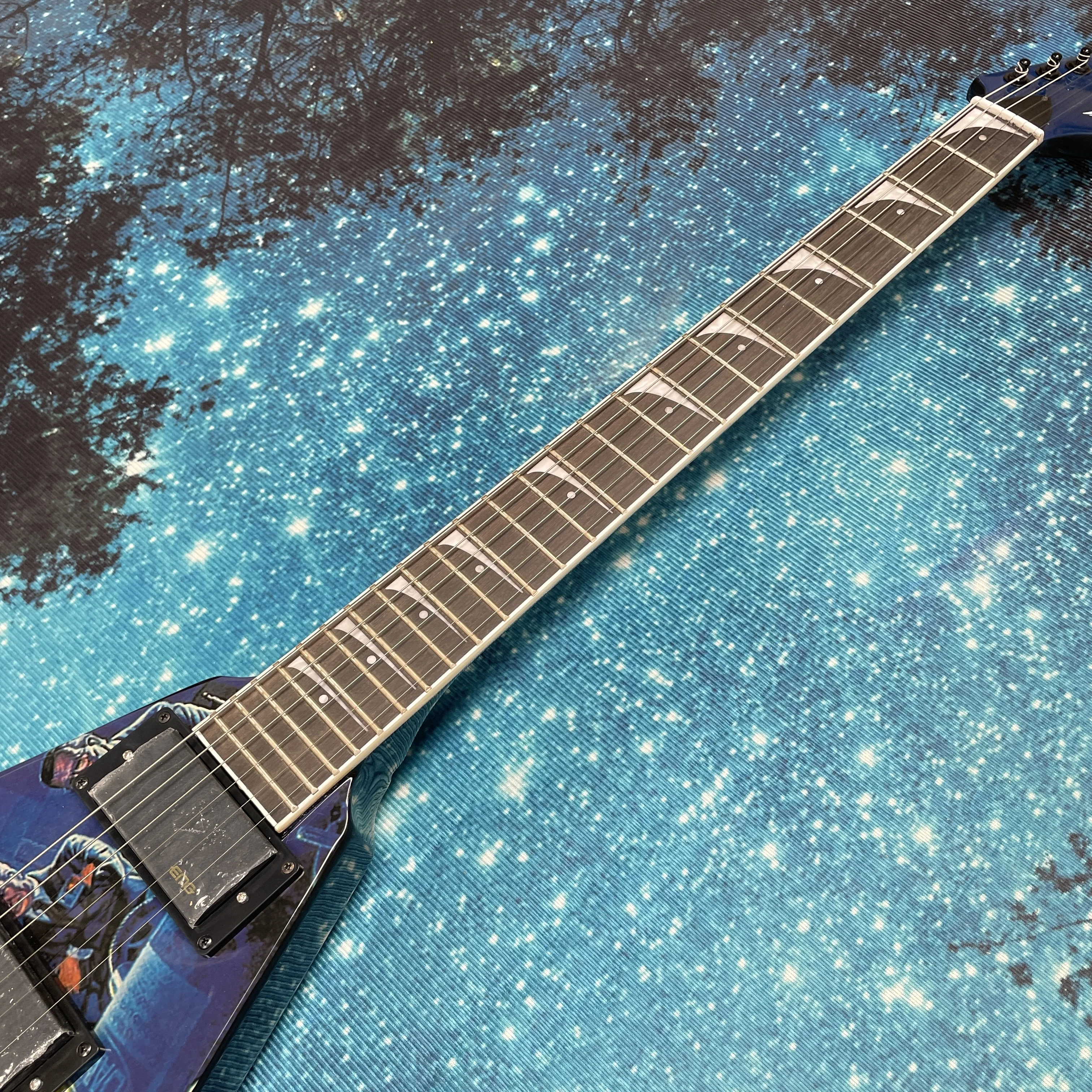 6-String Electric Guitar, Double Pickup Rosewood Fingerboard Guitars, Beginner Electric for Heavy Metal Guitarra view 3