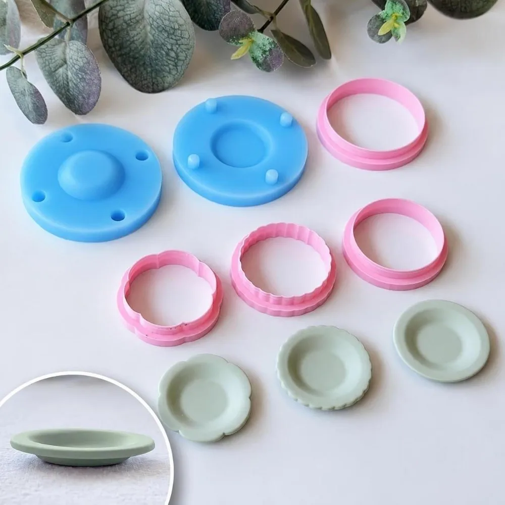 Scalloped Edge Plate Polymer Clay Cutters Creative Simple 3D Plate Clay Earring Molds Durable DIY Craft Polymer Clay Tools