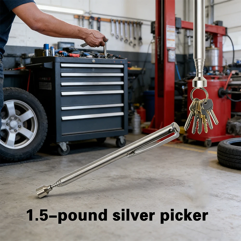 

Портативный магнитный телескопический захват для дома, 1,5 фунта, серебристый, с присоской, удлинитель, инструмент для ремонта автомобилей и велосипедов