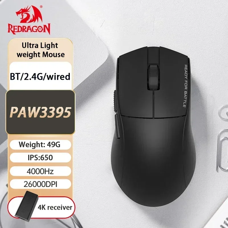 Redragon G49 ,49g Lightweight Mouse PAW3395 Mouse, Tri-Mode Connection Wireless  2.4G Bluetooth Mouse,Macro Gaming Mouse