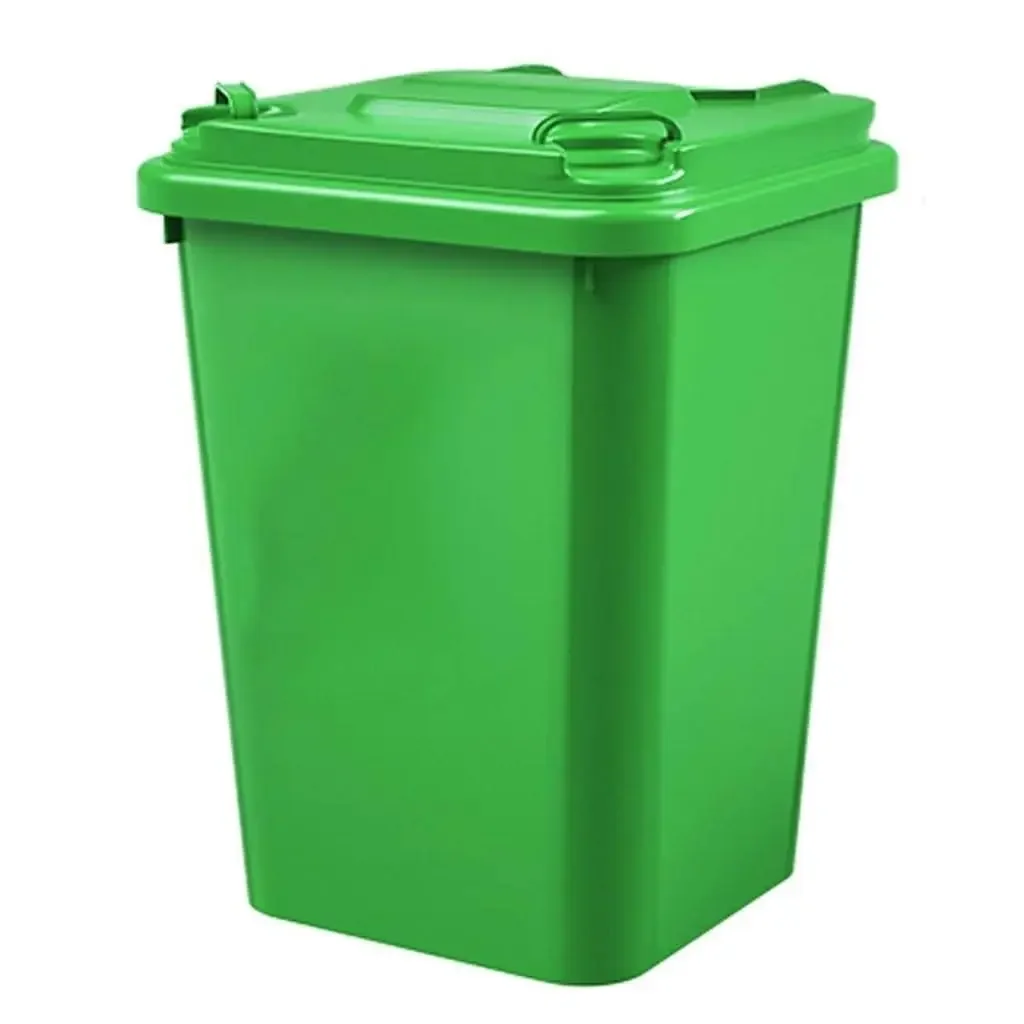 50L Outdoor Trash Bin with Rubber Wheels & Lid - Durable, Eco-Friendly Waste & Recycling Solution for Home, Garden, Patio - Vers