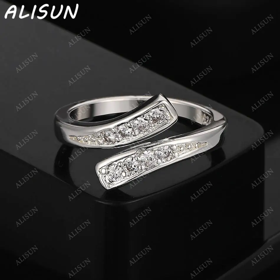 

ALISUN 925 Sterling Silver Zircons Open Ring For Women Men Fashion Jewelry Charm Grace Noble Wedding Accessories