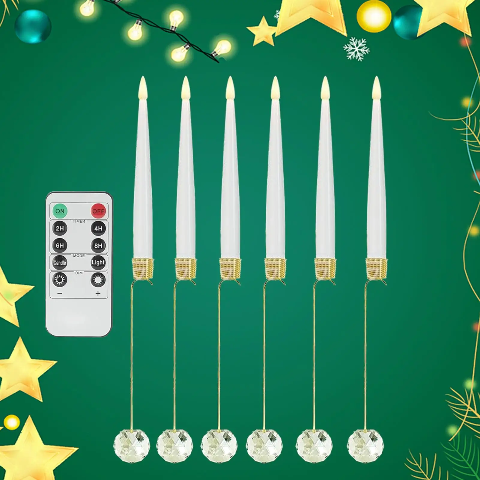 Christmas Tree Candles With Remote Flameless Taper Candles With Remote For Christmas Tree Decor 6 Piece Flameless LED With Pearl