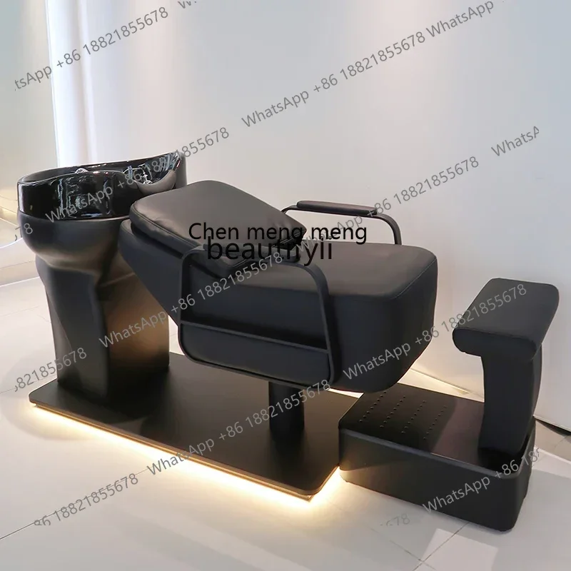 ss 8350 Hair Salon Lying Half Shampoo Chair Flushing Bed Massage Couch Ceramic Basin Shampoo