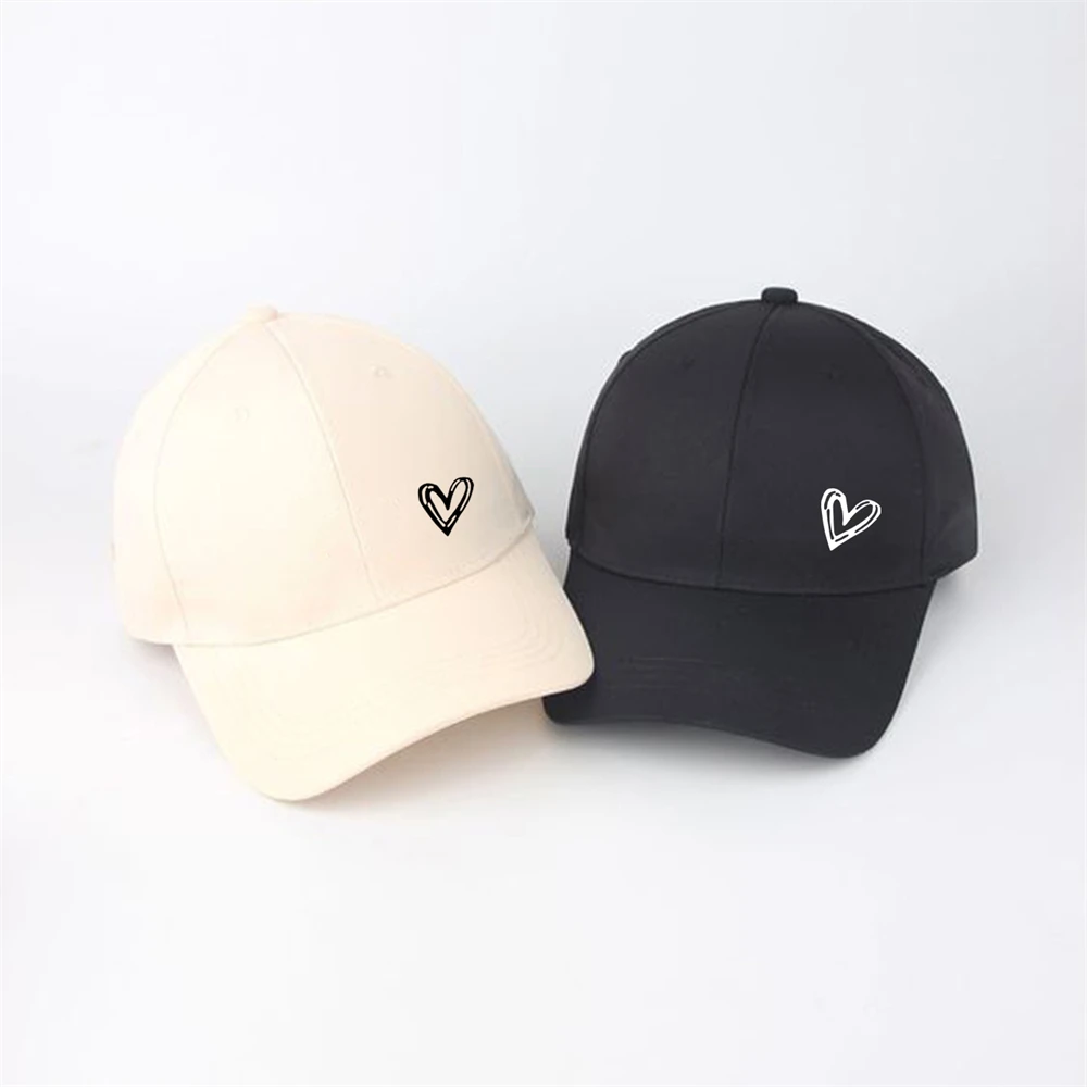 1 Piece Solid Color Heart Printing Pattern Baseball Cap for Women Men Baseball Hats Suitable Travel, Shopping Daily Leisure