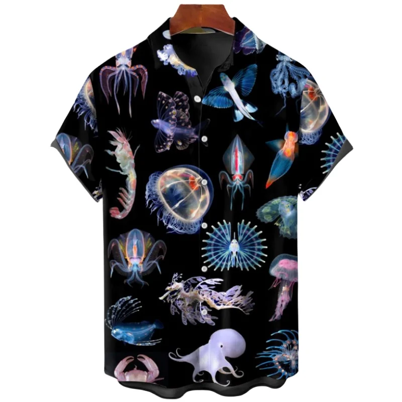 Marine Animal Retro Men's Shirt 3d Print Street Fashion Summer Shirt For Men Casual Fashion Short Sleeved Breathable Shirt