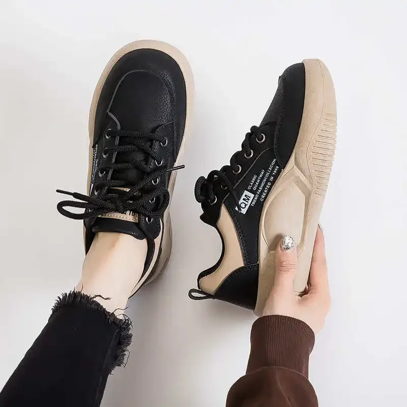 

Normal Leather High Sole Womens Gym Shoes Golf White Trainers Women Women's Sneakers Black Sports Cuddly Design Funny