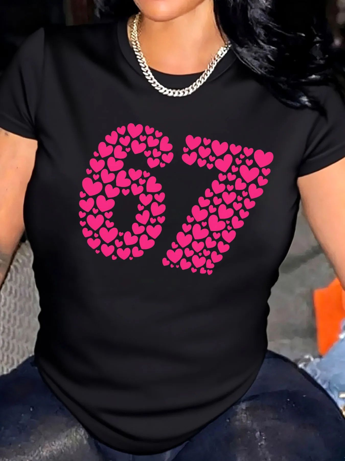 

Женская футболка больших размеров с принтом Valentine Hearts 67, уличная одежда