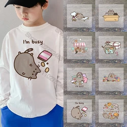 Pusheen Cute Cartoon Characters Iron on Patches for Clothing DIY T-shirt Heat Transfer Patch Clothes Custom Vinyl Sticker Gifts