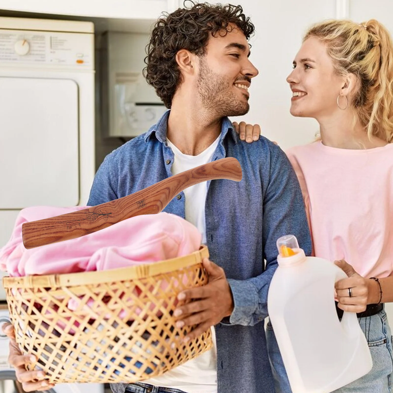 

Traditional Wooden Laundry Hammer Chinese Clothes Washing Tool Ergonomic Solid Wood Paddle Hand Washer Manual Laundry Supplies