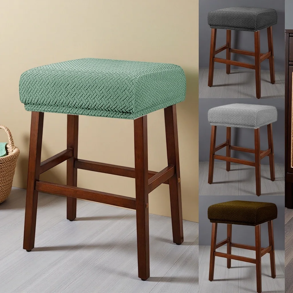

Stretch Chair Slip Square Seat Covers Elastic Removable Jacquard Anti-slip Bar Stool Slipcovers Stool Protector Case Stool Case