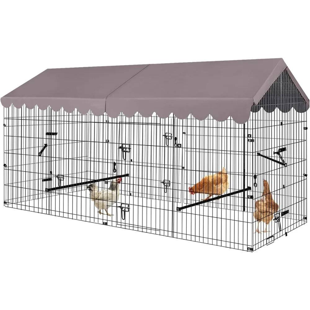 

Chicken Coop Chicken Run for Yard with Cover 88“ Outdoor Metal Chicken Tractor Rabbit Pen Small Animal Cage Enclosure for Duck