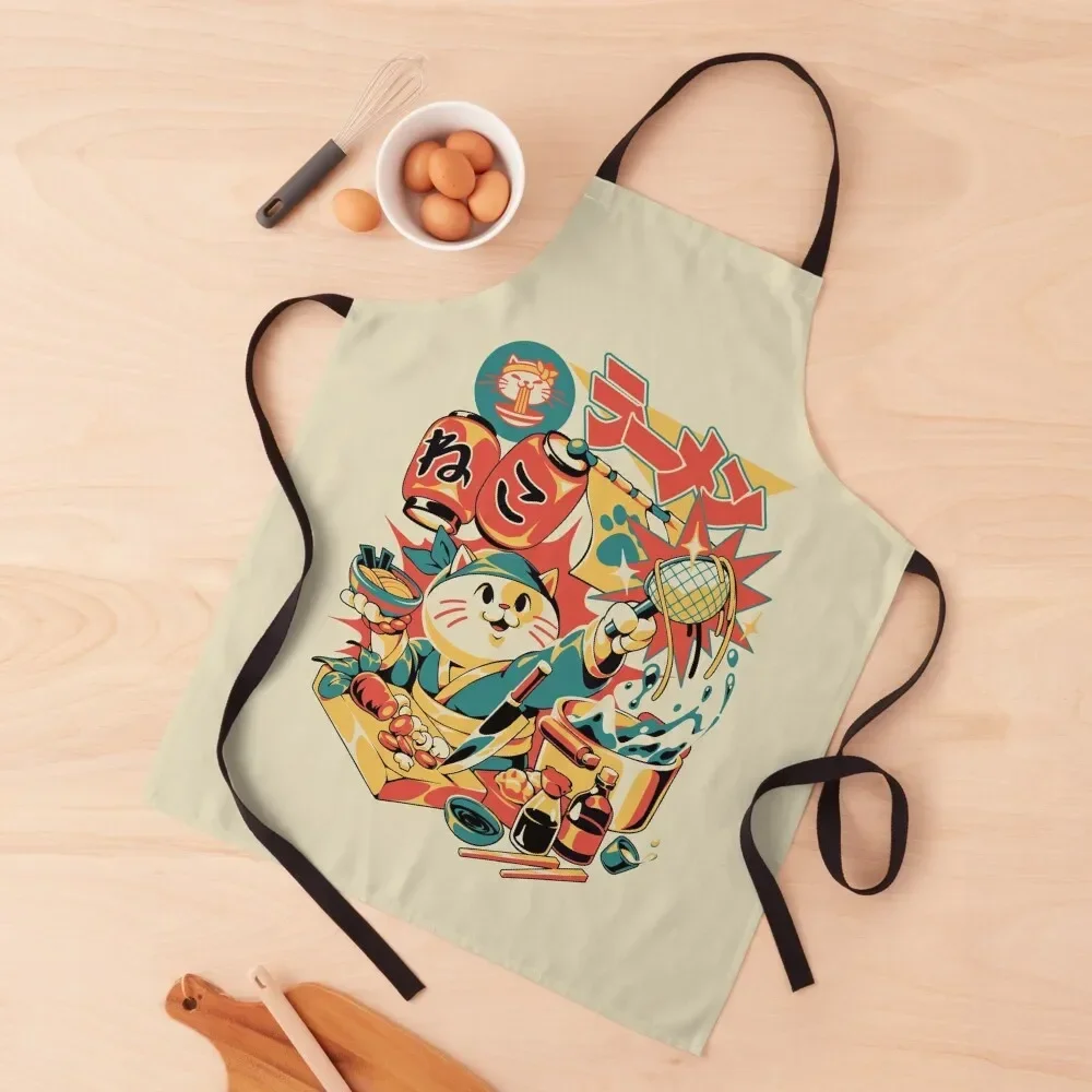 

Neko Ramen Apron Customizable Woman work ladies Cooking Clothes Apron