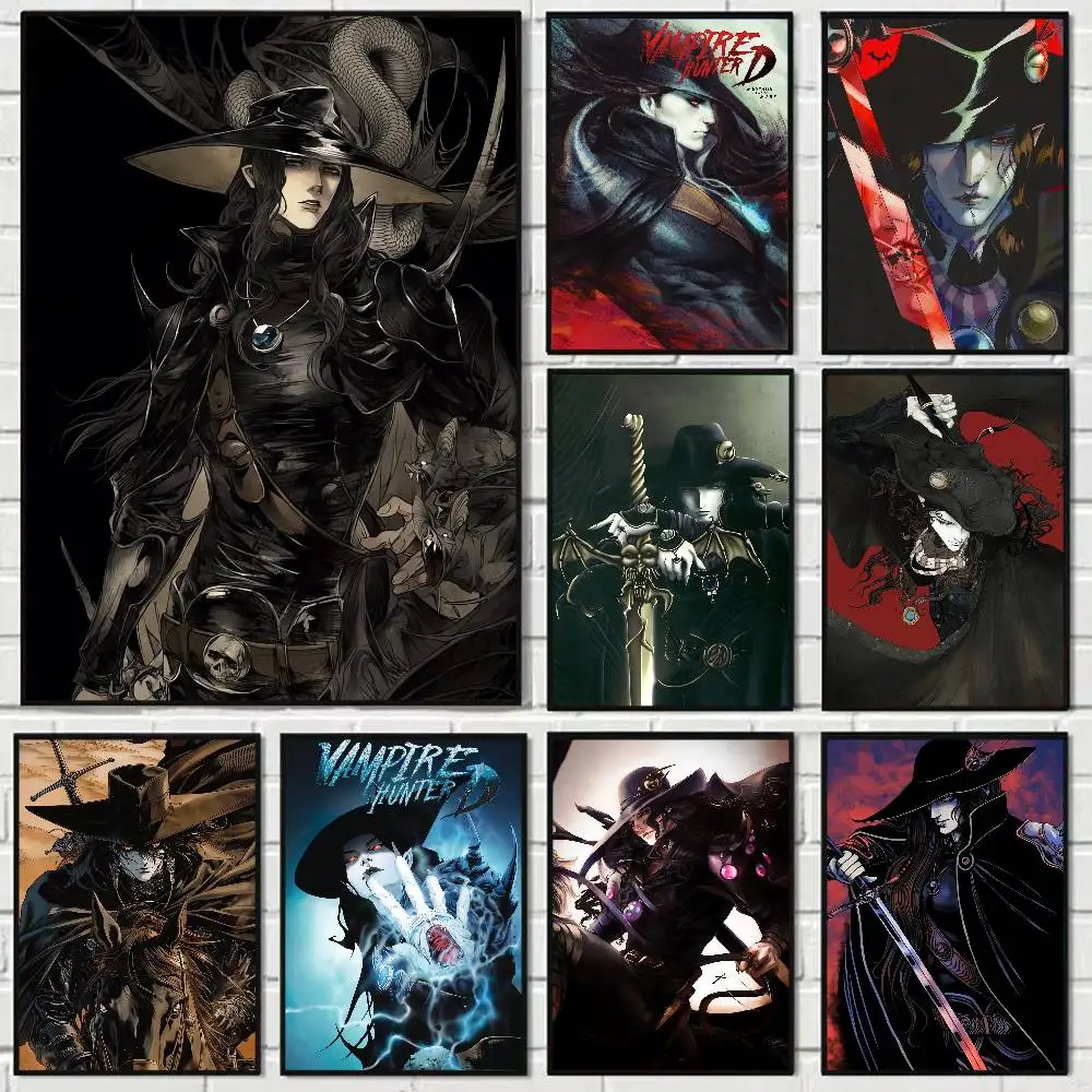 Anime Vampire Hunter D Cartoon Anime Poster Watercolor Art Kids Room Decoration Wall Hanging Painting Kids Gift