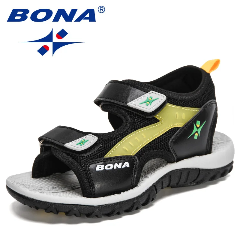 

BONA 2022 New Designers Summer Sandals Kids Boys Casuals Shoes Childrens Soft Sole Anti-Slip Luxury Fashion Girls Sports Sandals