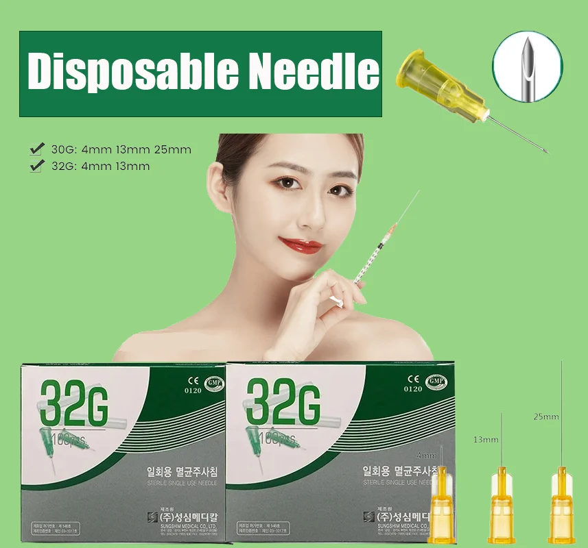 

Disposable Plastic Medical Beauty30G, 18G,25G,27G,31G,32G,34G injeção subcutânea Pain-less Small Needle Sterile Injector Micro