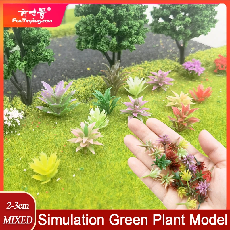 

140PCS Model Tree Bushes 2-3cm Plastic Flower Grass Aritificial Plants Railway Park Garden Scene Miniature Landscape Layout