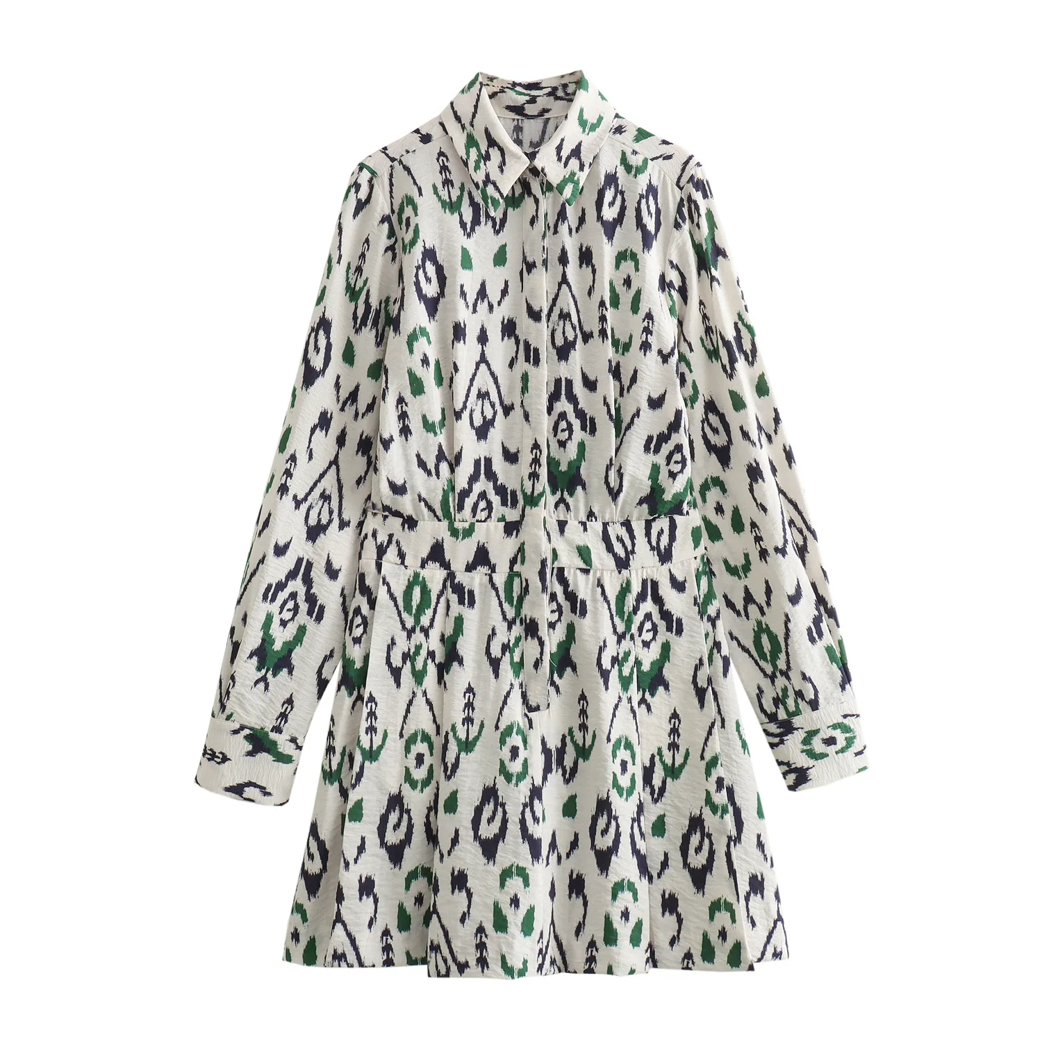 

2025 dress women's print short casual shirt holiday beach style dress long sleeve dress summer elegant dress