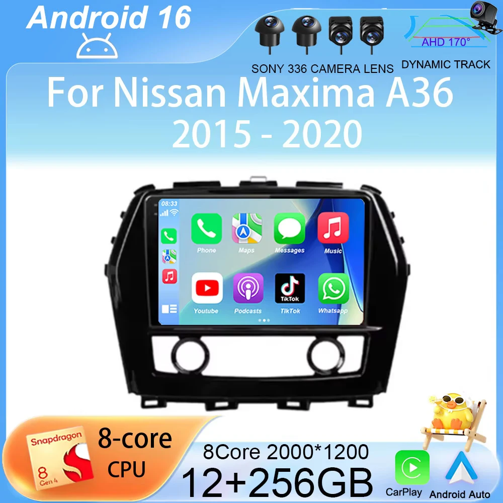 

Автомобильная мультимедийная система Android 16 с CarPlay и видео-плеером для Nissan Maxima A36 2015-2020: навигация и интеллектуальная стереосистема