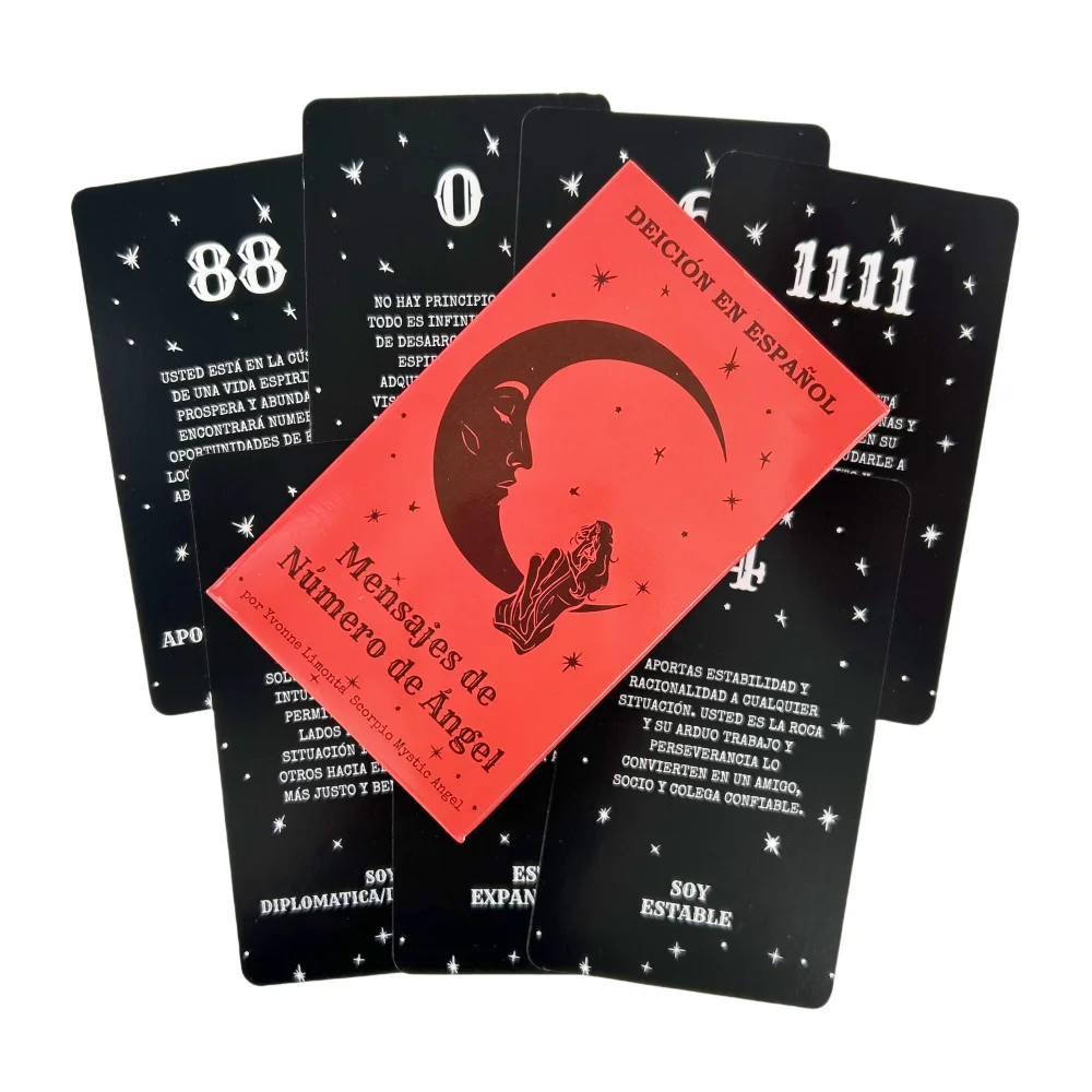 Oráculo En Espa?ol, Mensajes De Número De?ngel, 53 cartas, Números Angelicales Angel Number Messages Tarot Cards Deck Future