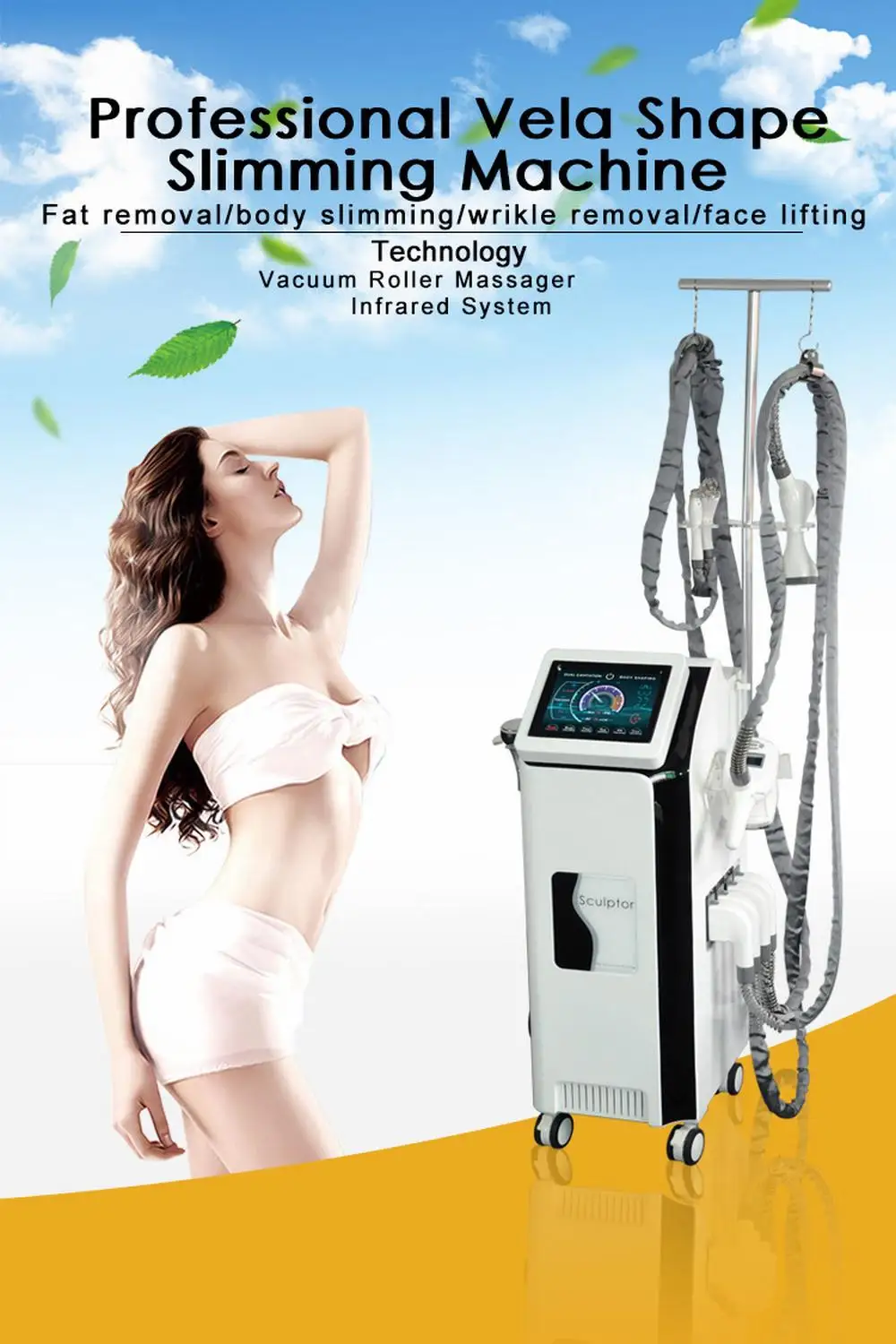 Professional Vela Body Shape N8 Anti-cellulite Vacuum Massage Machine Sculpting Roller Losing Weight Cavitation Face Lifting