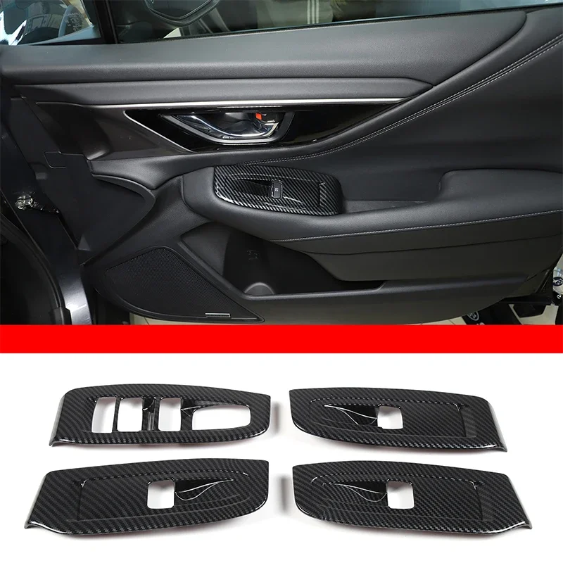 

For Subaru Outback 2021 2022 2023 Car Glass Lift Panel Decorative Frame Sticker ABS Carbon Fiber Pattern Interior Accessories