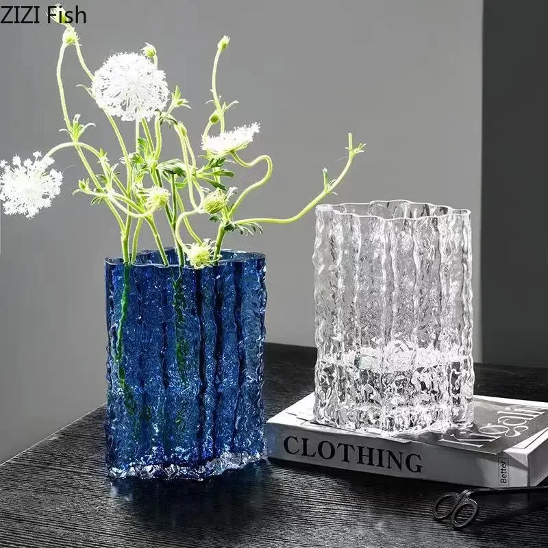 Creative Glacier Glass Vase Transparent Hydroponics Flowers Pots Desk Decoration Flower Arrangement Floral Vases Modern Decor