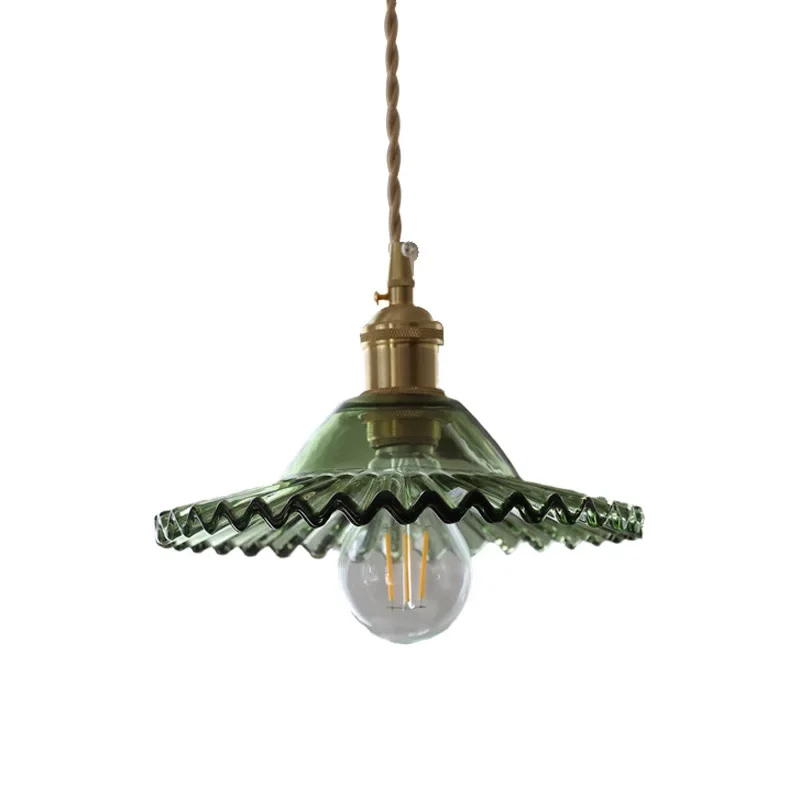 

Japanese American Restaurant Bar Balcony Bedroom Bedside Single Head Small Chandelier Brass Glass Lighting