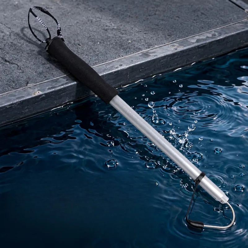 Stainless Steel Telescopic Fish Gaff, Retractable Big Fish Landing Hook, Barbed Wide Gap Hook for Boat & Casting Fishing