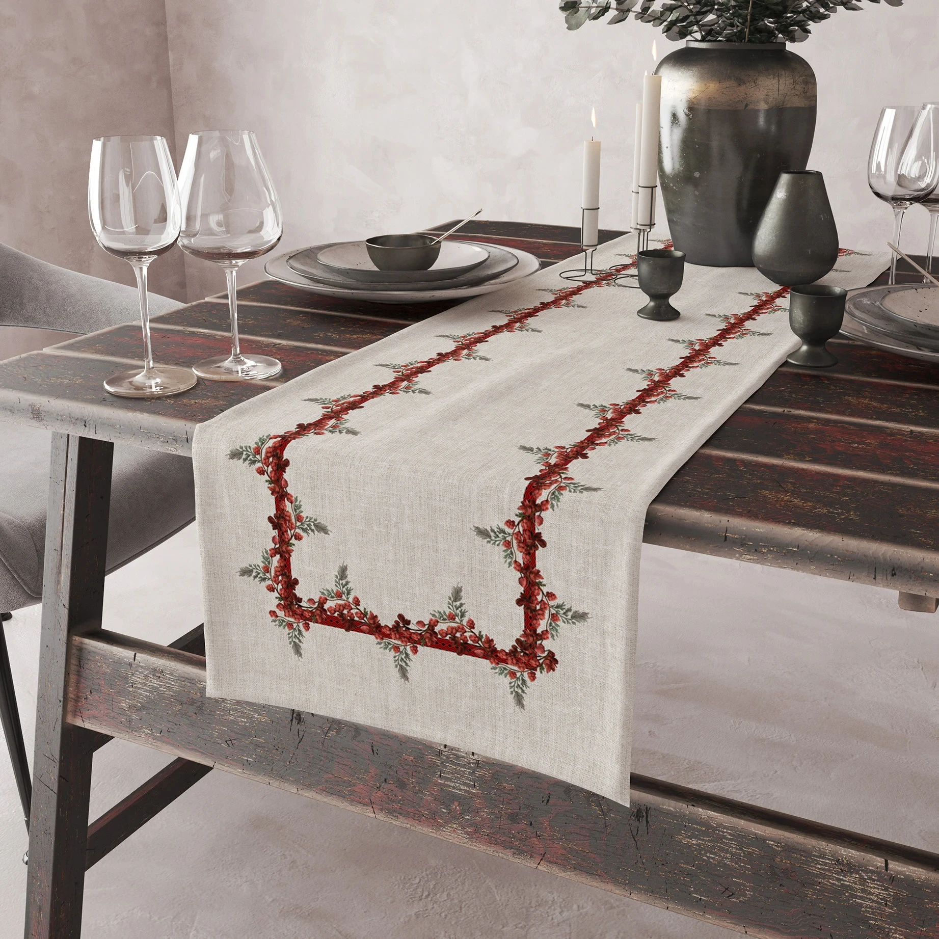 

Рождественский настольный флаг, рождественская лоза кремового цвета, льняная скатерть, рождественский подарок, рождественское украшение, бестселлер, хлопковое белье