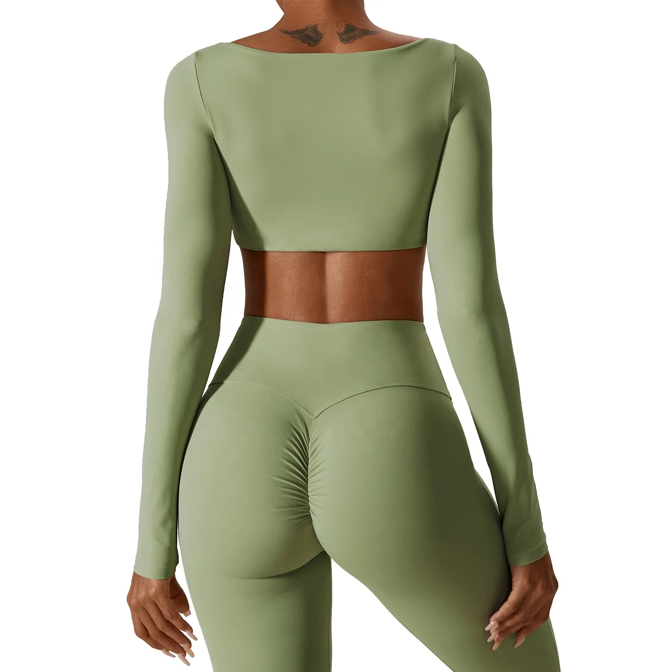 Women Long Sleeve Comfortable Soft Quick Dry Lightweight Cropped Yoga Tops New Solid Color Outdoor Sports Yoga Top