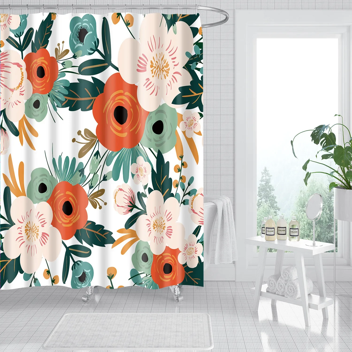 Home Decor Pink Sunflower Shower Curtain Floral Print Shower Curtain Waterproof Polyester Shower Curtain cortina de la ducha