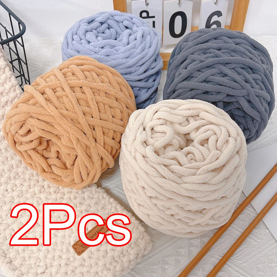 2Pcs Hand knitting Soft Polyester Yarn Bulky Roving Crochet thread knit Blanket sweater hat scarf line Crocheting bag slipper