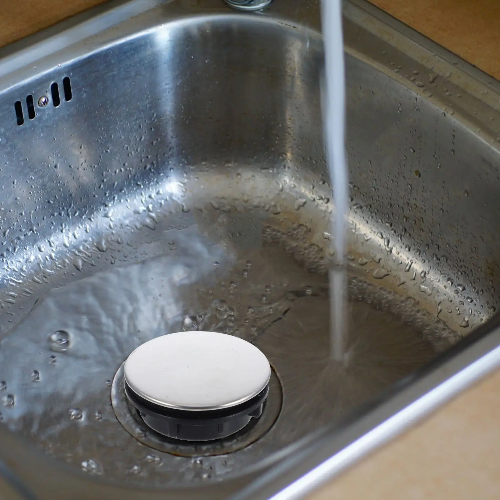 

2Pcs Kitchen Sink Hole Covers 2.5-3Cm Universal Fit Stainless Steel Sink Tap Hole Decorative Cover Sealing Plug for Countertop