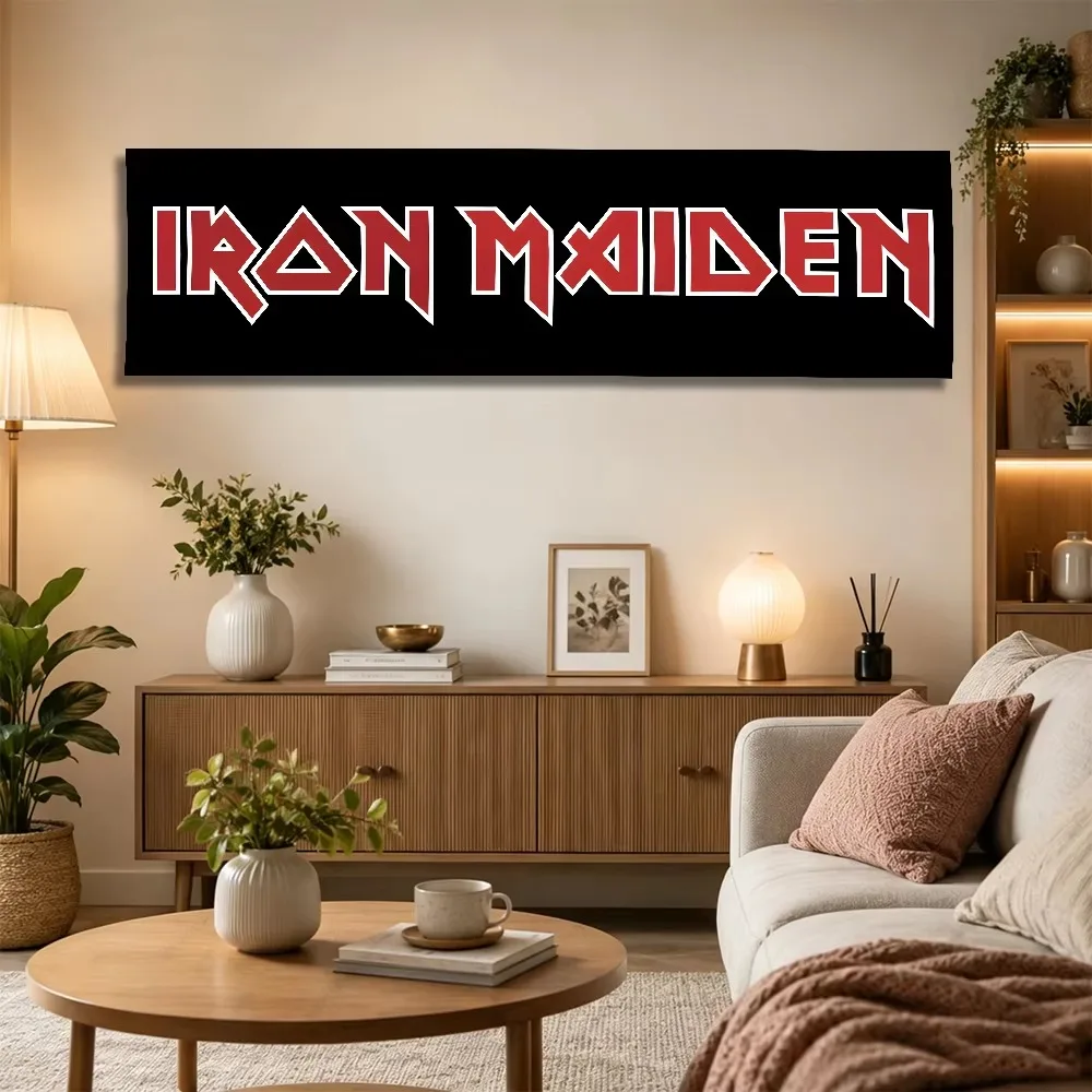 Iron Maiden Long Wall Tapestry Classic Rock Band Logo Design Hanging Banner Music Fans Bedroom Dorm Home Decor Collectible Gift
