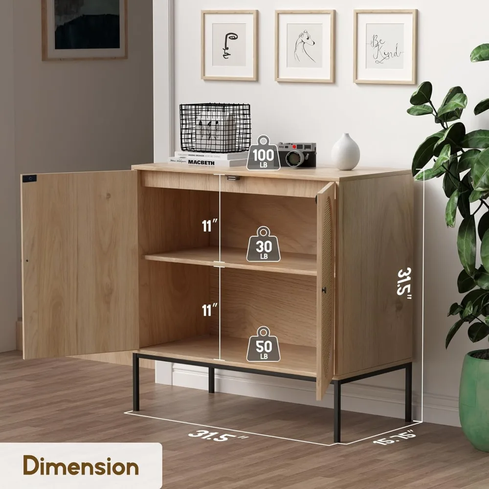 Credenza a Buffet con ante in Rattan naturale fatte a mano, mobiletto in Rattan mobiletto consolle Accent Cabinet