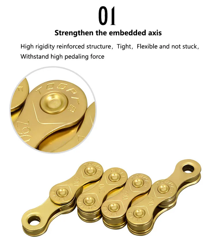 ENLEE Mountain Bike Road Bike Chain 8 9 10 11 12-Speed Electroplating Chain Rust-Proof With Magic Buckle