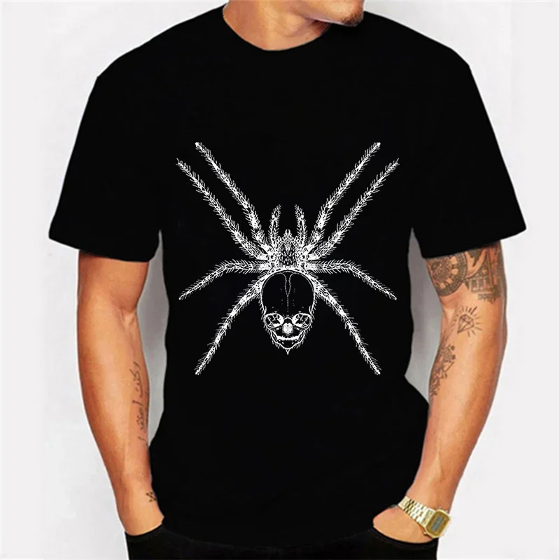 

2023 T Shirt for Men Spider Skull Print Men's Brand Tshirts Fashion T-shirt Casual Classic Men's Clothing Tops Tee Shirt Men